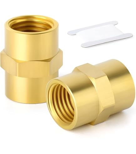 Uxcell Brass Pipe Union Connector Coupling 1PT Fitting With Female Threaded Connects Two Pipes 48mm Length