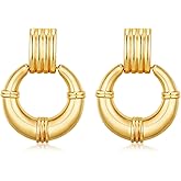 Apsvo Gold/Silver Earrings for Women, Chunky Hoop Earrings Statement Earring Lightweight Drop Dangle Earring Trendy Jewelry