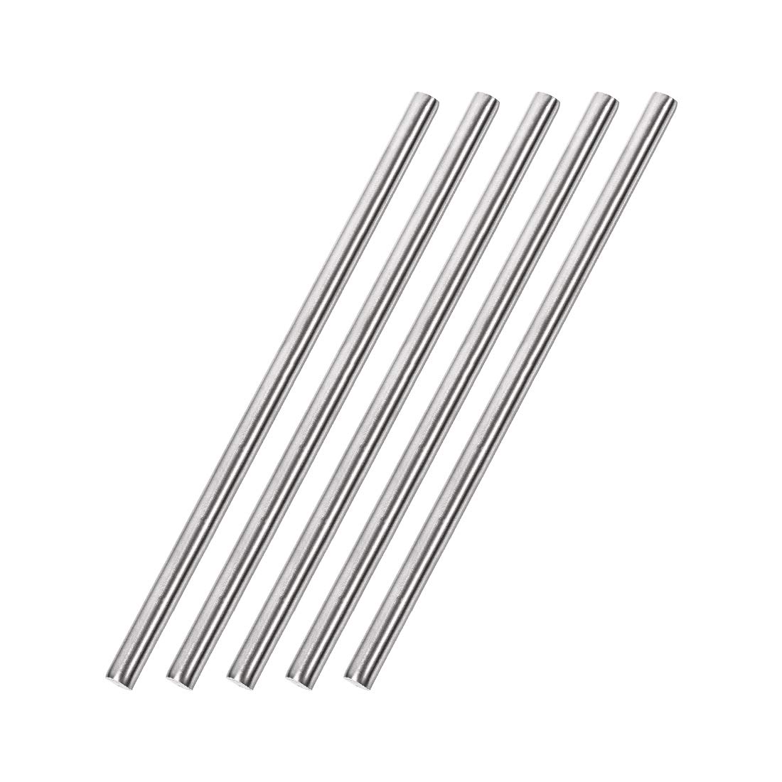 sourcing map 6mm x 200mm 304 Stainless Steel Solid Round Rod for DIY Craft - 5pcs