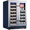 Kalamera Beverage and Wine Cooler | 24 inch with Seamless Steel Door | Dual Zone for Built-in and Freestanding | Beer, Wine, 
