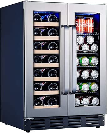 Kalamera Beverage and Wine Cooler | 24 inch with Seamless Steel Door | Dual Zone for Built-in and Freestanding | Beer, Wine, Soda And Drink Mini Fridge | Drinks Fridge at Home, Office, Kitchen and Bar