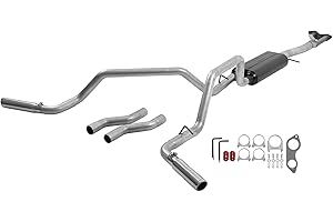 Flowmaster 17470 American Thunder Cat-Back Exhaust Kit Dual 2.5 Inch Aluminized Steel 3 Inch Stainless Steel Tips Compatible with 1996-1999 Chevy Silverado, GMC Sierra 1500 5.7L Extended Cab Short Bed