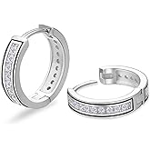 KRKC&CO Hoop Earrings Men, Sterling Silver, Birthday Summer Gift for Men, 14K/White Gold Plating, Hypoallergenic, Curved Face Hip Hop Rapper, Jewerly for Women