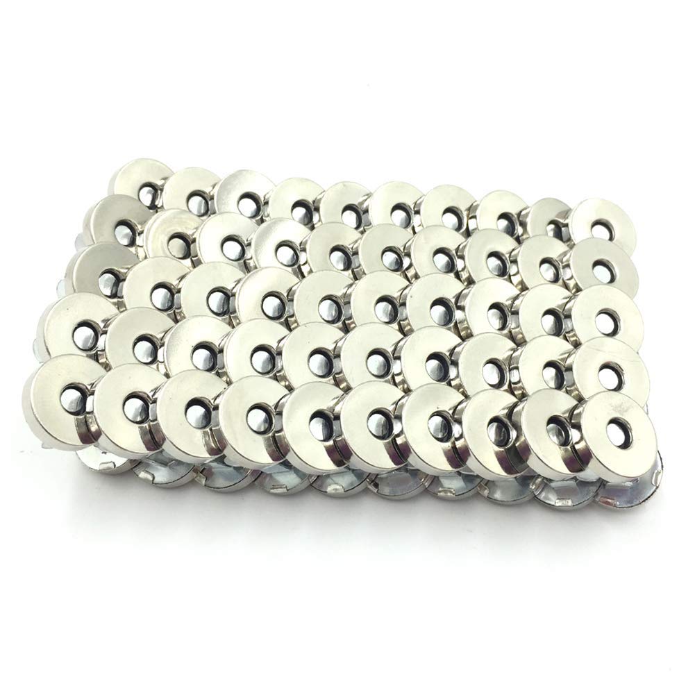 Photo 1 of 100 Sets Silver Tone Magnetic Purse Snap Clasps Button/Great for Closure Purse Handbag Clothes Sewing Craft No Tools Required 14mm (14YIN100)