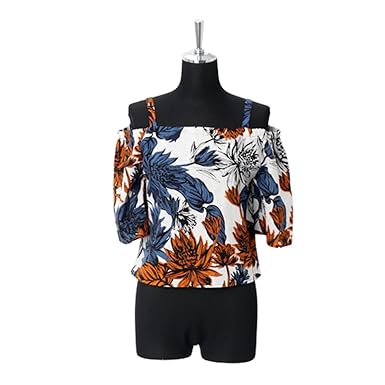 Amazon ボタニカル柄オフショルダーブラウス トップス オフショル