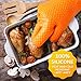 Silicone Oven Gloves - Great Heat Resistant Mitts Extra Long with Internal Cotton Lining for Cooking, Pot Holder, Grilling, BBQ, Baking And Smoking - Orange