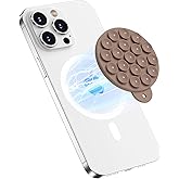 HSAOHD Magnetic Suction Cup Phone Mount with MagSafe, Silicone Hands-Free Grip Holder for iPhone Case and Android, Mirror Sho