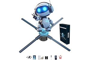 3dHologramFan,19.9" Holographic Projector 592 Pcs Hd Led Beads Projector Advertising Display Support App+Bluetooth Audio+Wifi For Christmas, Halloween,Business,Shop,Holiday with 1500 Video Library