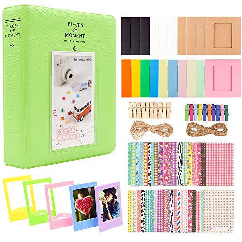 Ablus 2x3 Inch Photo Paper Film Album Set for Fujifilm Instax Mini Camera/HP Sprocket Photo Printer/Polaroid Snap, Z2300, SocialMatic Instant Cameras&Zip Instant Printer (64 Pockets, Lime Green)