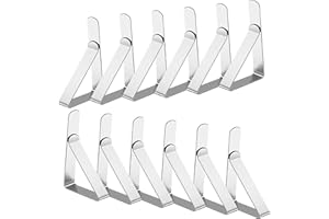 T-ANTRIX 12 Pack Tablecloth Clips- Picnic Table Cloth Clips- Stainless Steel Table Cloth Cover Clamps- Table Clips for Restaurant Picnics Marquees Weddings Graduation Party- Fits Up to 1.7” Thick Tables