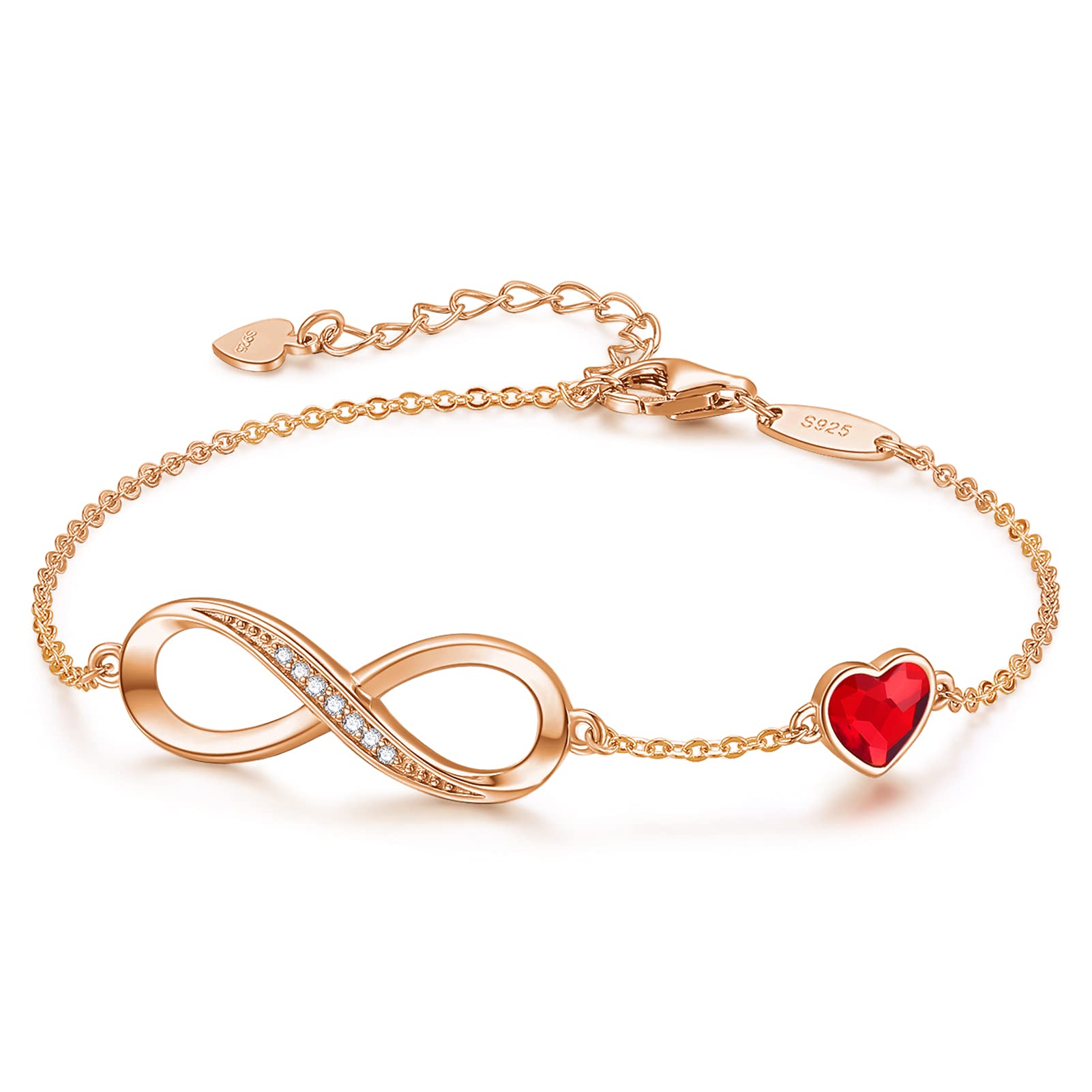 LOUISA SECRET Infinity Bracelets for Womens 925 Sterling Silver or Stainless Steel Bracelet Ladies Love Heart Jewellery Gifts for Women/Wife/Her Anniversary Birthday Mothers Day Christmas