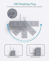 Surge Protector Outlet Extender with Rotating