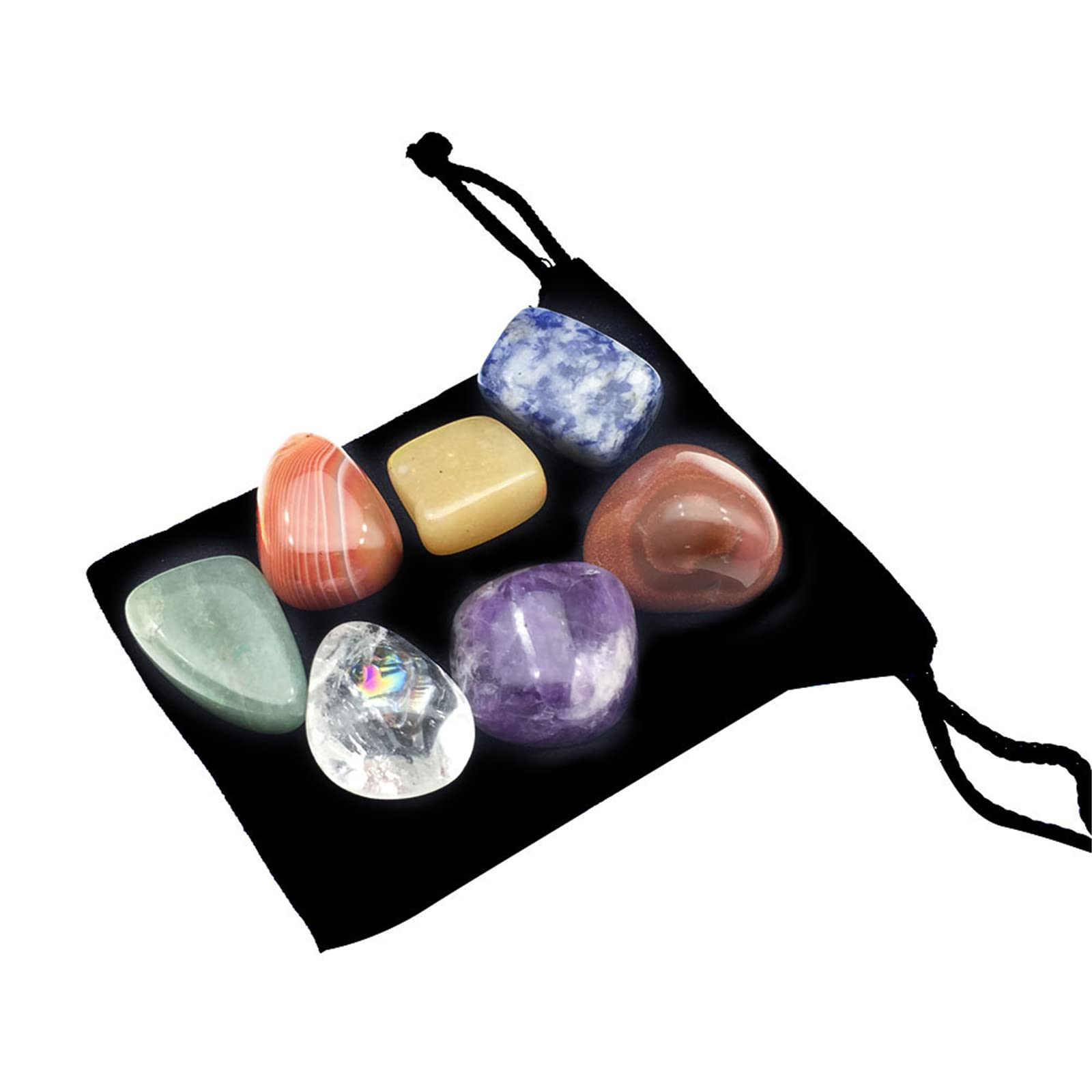 WANGCL 7Pcs Chakra Healing Crystals Set Natural Gemstones for Anxiety Relief Meditation Healing Balancing Yoga Meditation 7 Chakra Set Positivity Gift Crystals