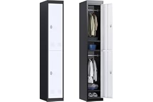 Reemoon Metal Lockers for Employees Storage Cabinet, Steel Locker with Locking for Home Gym Office School Garage (Gray, 2 Doors)