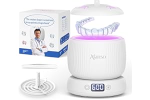 AFANSO Ultrasonic Retainer Cleaner, 50kHz Retainer Cleaner Machine for Dentures, Aligners, Mouth Guards, Braces, Jewelry, 4 Modes Digital Ultrasonic Cleaners with Removable Base and Top Cover