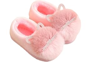 CAISTRE Toddler Slippers Girls Kids Slippers Cute Cat House Slipper Fuzzy Slippers Pink Slipper Winter Warm Slippers Soft House Shoes