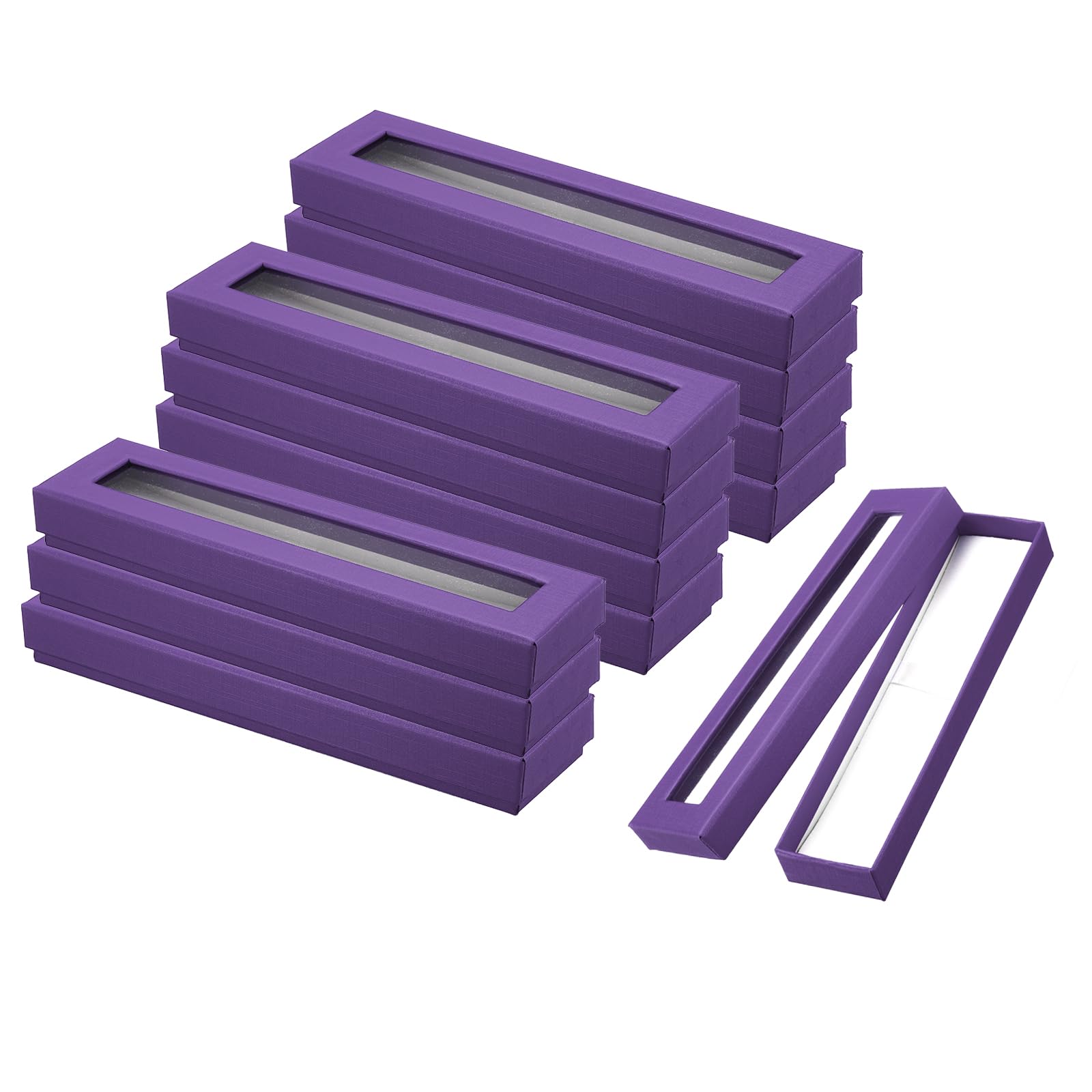 PATIKIL Pen Gift Box, 12 Pack Empty Pen Case Cardboard Case with Clear Window Pen Presentation Display Box for Pencil Ballpoint Jewelry Business Office, Purple