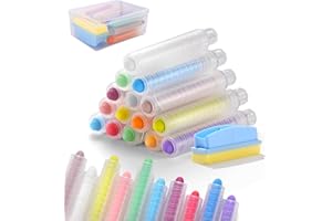 MOMJOY 15pcs Dustless Chalk Set with Chalkboard Eraser, Colored Chalk With Holder,Color Sidewalk Chalk for Kids, Chalk Paint，Toddlers Chalks for Outdoor Drawing