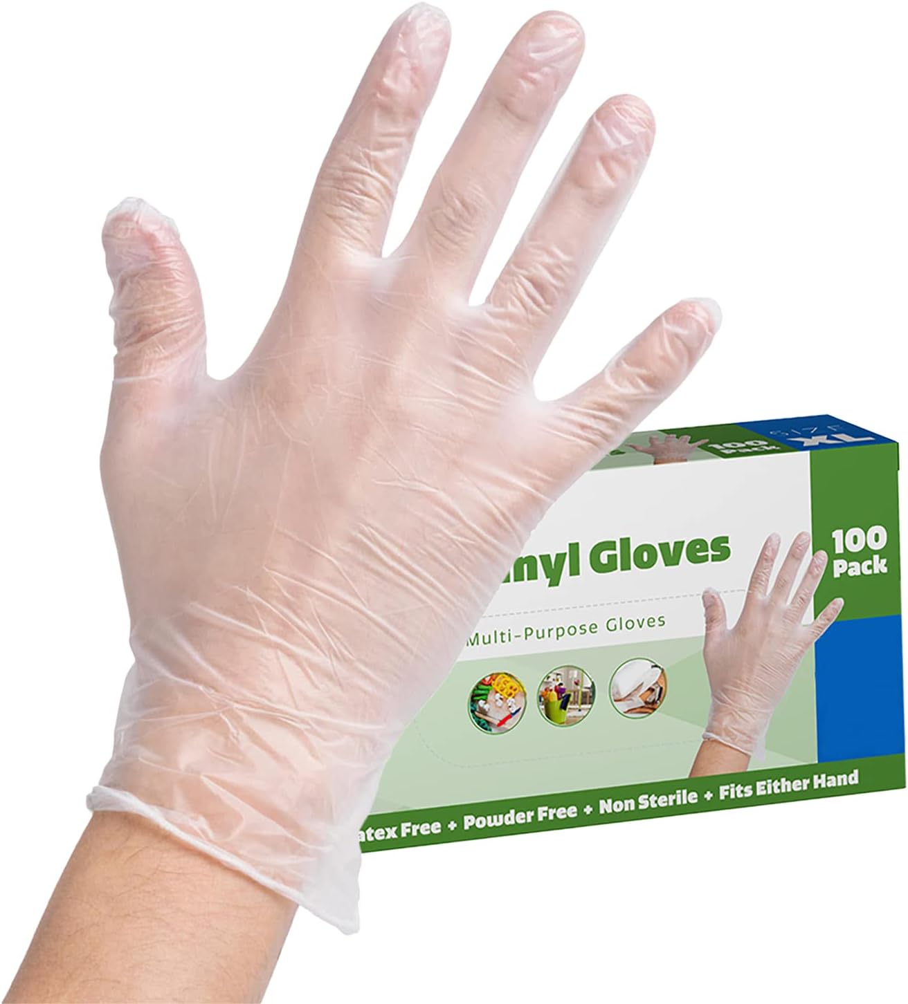 Comfy PackageClear Powder Free Vinyl Disposable Plastic Gloves Small transparent