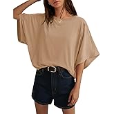Cicy Bell Womens Oversized T Shirts Batwing Half Sleeve Summer Casual Crewneck Cropped Tops Loose Fit Basic Tees