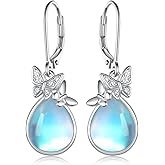 Butterfly Earrings for Women Sterling Silver Butterfly Dangle Earrings Moonstone Butterfly Jewelry Gifts for Women Butterfly Lovers