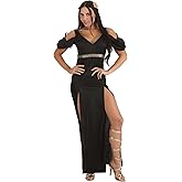 Dark Goddess Women's Dress Costume with Chiffon Shoulder Puffs and Headband