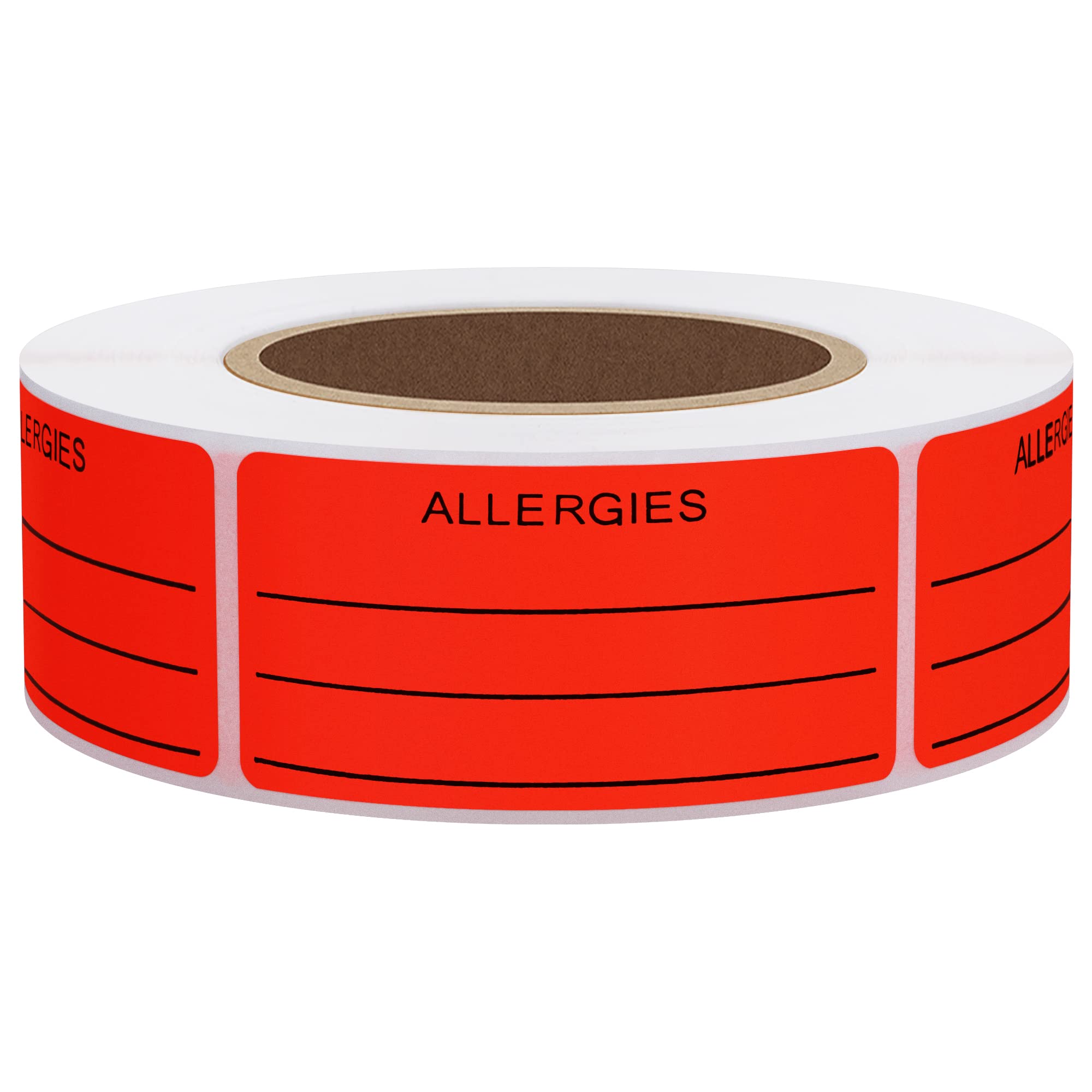 Hylabelest Allergies Sticker Fluorescent Allergy Stickers 1x2 Inch Write on Warning Label Total 500 Per Roll (Fluorescent Red)