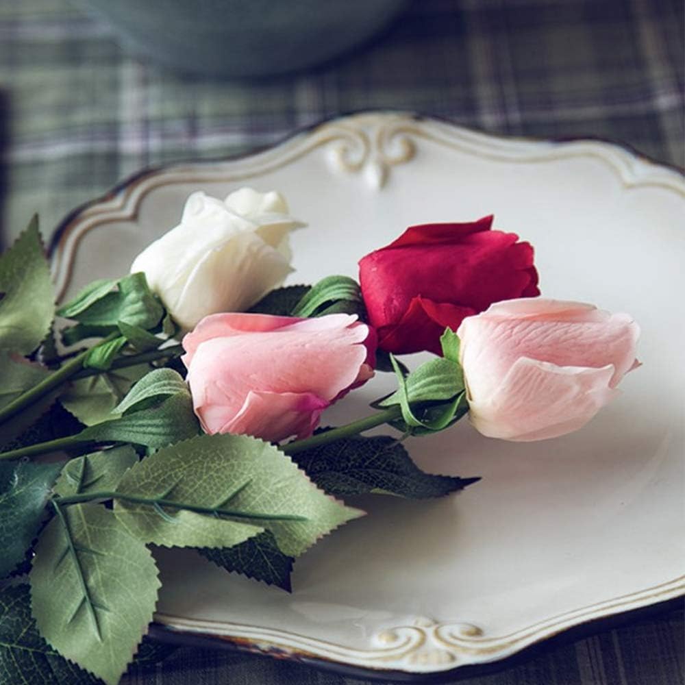 CCUCKY 6pcs Artificial Roses, Real Touch Flowers, Perfect for Wedding Anniversary, Home, Office Decoration DIY (Red) - Image 5