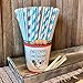 Outside the Box Papers Light Blue and Silver Stripe and Chevron Paper Straws 7.75 Inches 100 Pack Light Blue, Silver, White