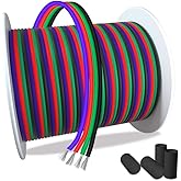 AOTOINK 100ft RGB 4 Wire Conductor Cords 4PIN 22AWG Extension Cable LED Welding Wire Tinned Copper 22 Gauge ga for 3528 5050 RGB LED Strip