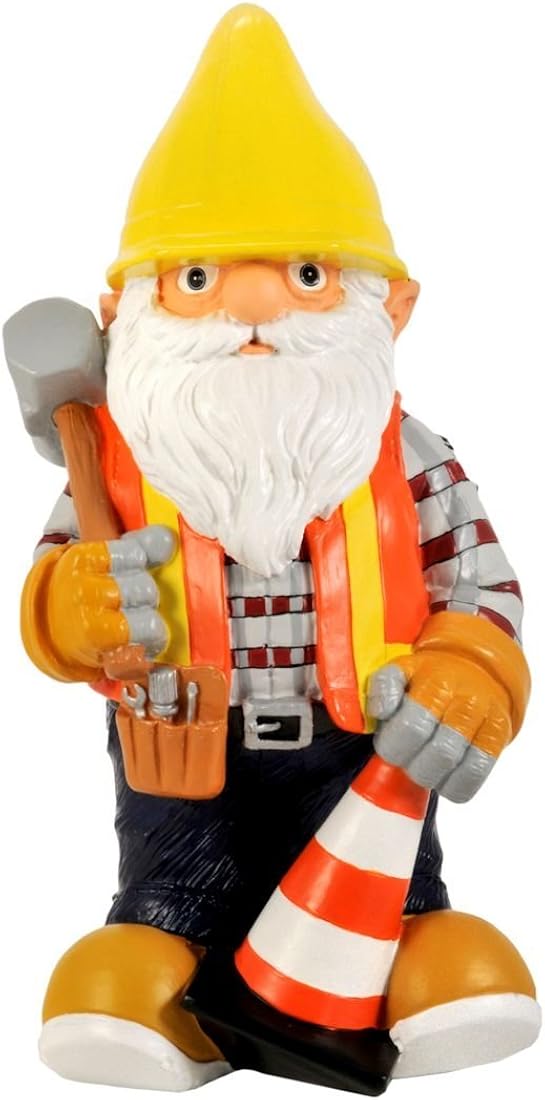 11.5 Inch Garden Gnome Construction Worker Outdoor