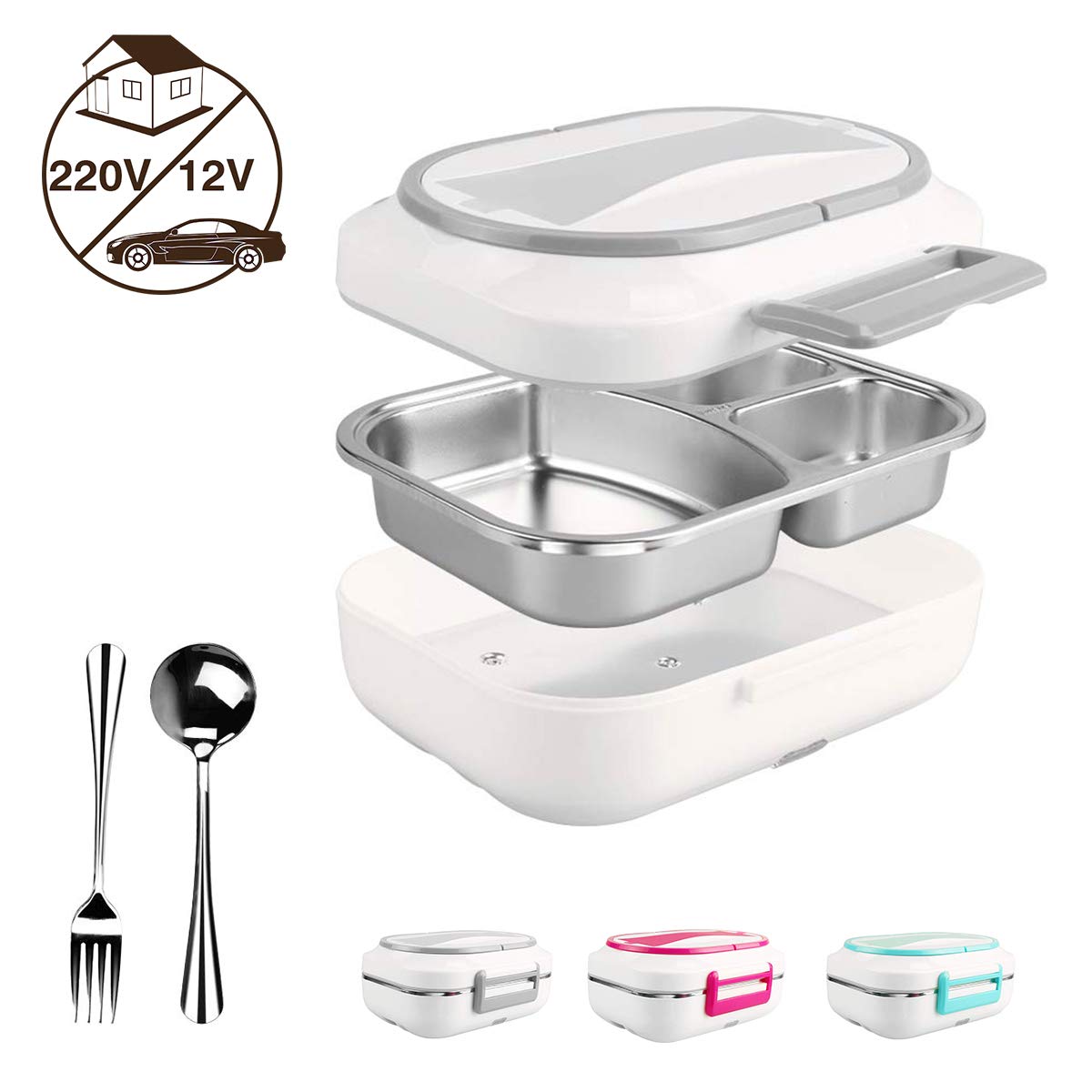 HJL Boîte Chauffante,Lunch Box Electric 12V/220v 2 en 1,Avec ...