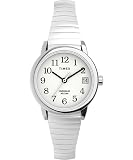 Timex Women's Easy Reader 25mm Watch – Silver-Tone Case White Dial with Tapered Expansion Band