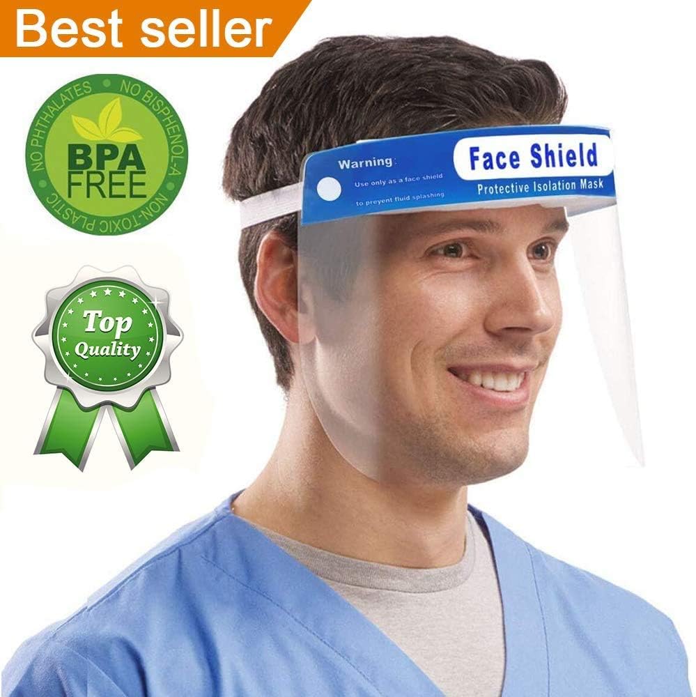 Safety Face Shie-ld, Reusable Adjustable Transparent Full Face Anti-Spitting Pro-tective Shie-ld Hat Protect Eyes and Face Anti Drool Splash-Proof Facial Cover Men Women