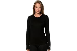 MERINO.TECH Merino Wool Base Layer Women - 100% Merino Wool Shirt Women Thermal Underwear Long Sleeve T-Shirt for Hiking