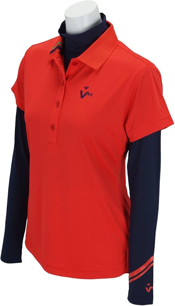 Amazon ビバハート Viva Heart ポロシャツ インナーシャツ 半袖ポロシャツ 長袖ハイネックシャツ ツインセット ハーフ着丈 インナーシャツ スポーティー 012 M 40 レッド 063 シャツ 通販
