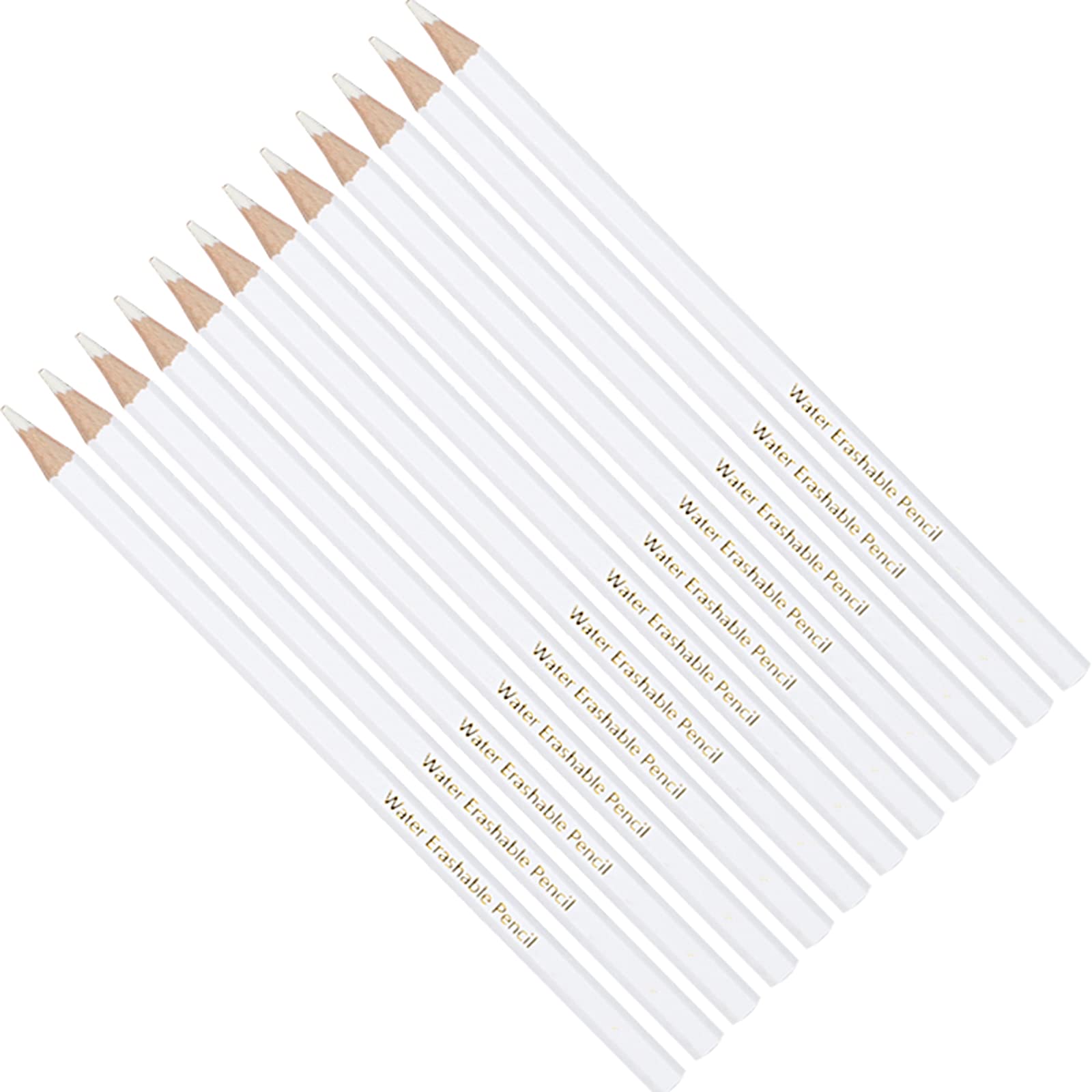 Photo 1 of 12 PCS Sewing Marking Pencils Water Soluble Tailor's Chalk for Fabric Clothing Cutting Wood-cased Pencil(White)