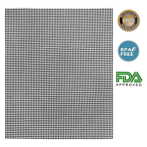 BBQ Grill Mesh Mat - Non-Stick Cooking Mats for Grilled Vegetables/Fish/Fajitas/Shrimp, Grilling Sheet Liner, Reusable Grill Accessories - Use on Gas, Charcoal, Electric Barbecue (15.7" x 13", 1 Pack)