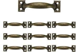 Dahszhi 10Pcs 3 Inch Rustic Gate Handle Pulls Vintage Utility Door Pulls for Home Improvement, Barn Door Hardware with Screws,Bronze