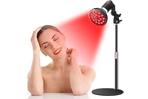 Wolezek Red Light Therapy Lamp for Face and Body, LED Red Light Therapy Bulb with Adjustable Desk Stand 10in-16.5in, 18 LEDs 660nm Red and 850nm Near Infrared Combo Red Light Therapy Device at Home