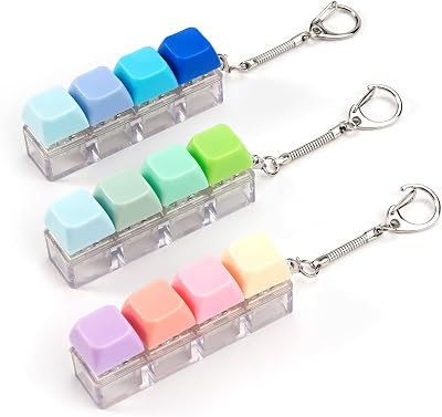 Leikedun 3Pcs Keyboard Fidget Toy 4-Button Keychain Stress Relief Clicker