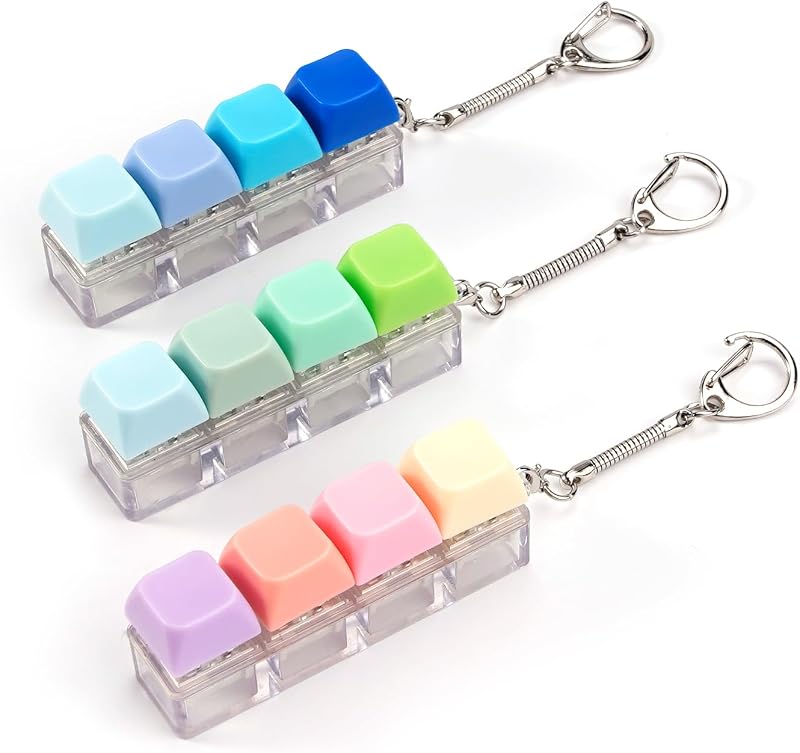 Leikedun 3Pcs Keyboard Fidget Toy 4-Button Keychain Stress Relief Clicker