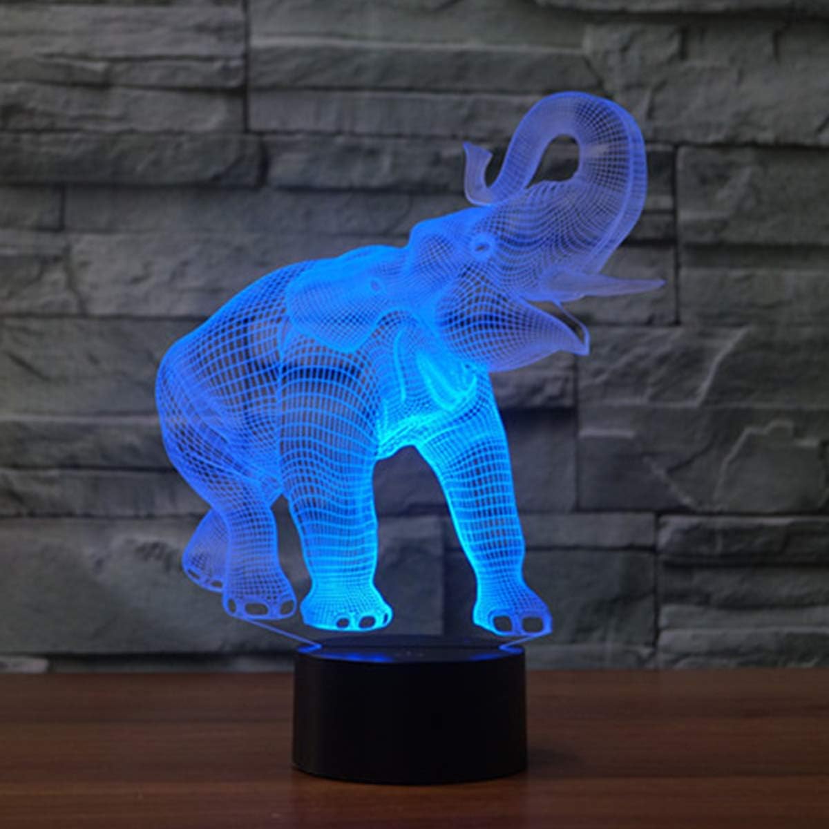 3D Illusion Lamp LED Night Light, KidsPark Optical Elephant Bedside Lamp 7 Colour Changing Kids Lamp with Touch Button and USB Cable Sleeping Light & Desk Table Decoration