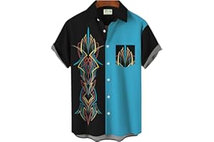 Mens Funny Hawaiian Shirts Short Sleeve Button Down Loose Fit Holiday Bowling Aloha Shirts S-5XL