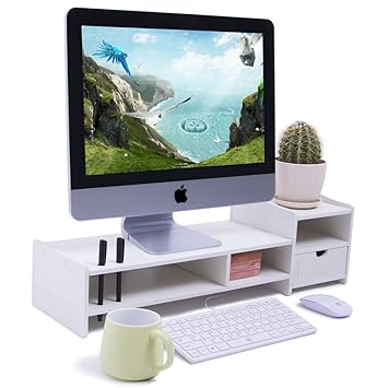 Yumu Computer Monitor Stand Riser With Drawers Waterproof Mildew