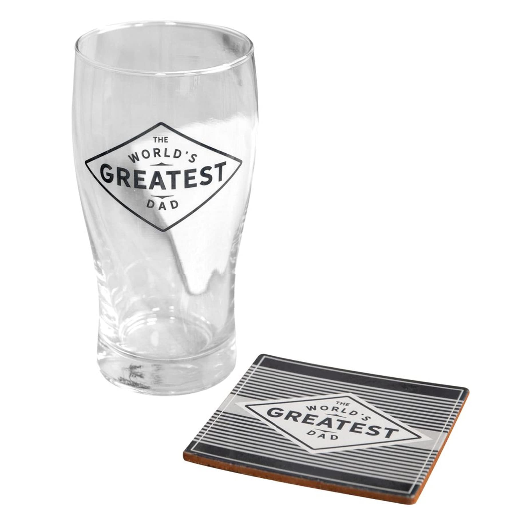 Widdle Gifts Pint Glass and Coaster Set - Birthday/Father's Day - World's Greatest Dad 1623