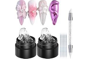 Fcozpjk 2PCS Clear 3D Sculpting Gel Kit - Non-Sticky Hand Carving Gel with Silicone Pen for Nails 3D Flowers Nail Design Manicure Salon Supplies