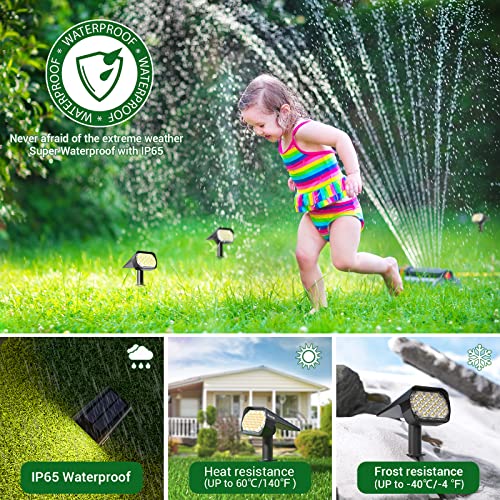 Quntis 6 Pack Solar Spot Lights Outdoor, Solar Garden Spotlights IP65 Waterproof, 3 Modes, Warm White, Crystal, Luxury Garden, Outdoor, Garden, Pool, Yard, Garage