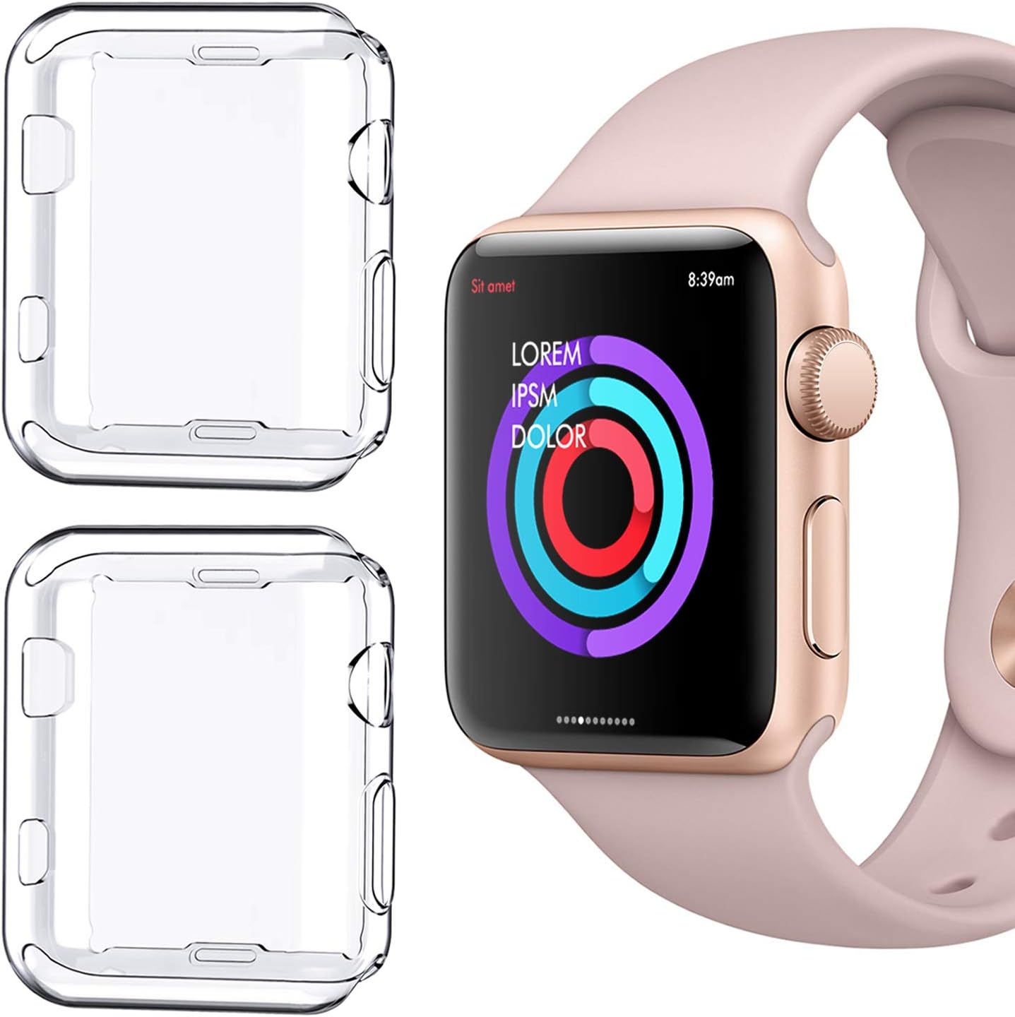 [2 Pack] Compatible for Apple Watch Series 1 42mm Case, iMieet Soft TPU Screen Protector All-Around Protective 0.3mm HD Clear Ultra-Thin Cover Case for Apple Watch 42mm Series1