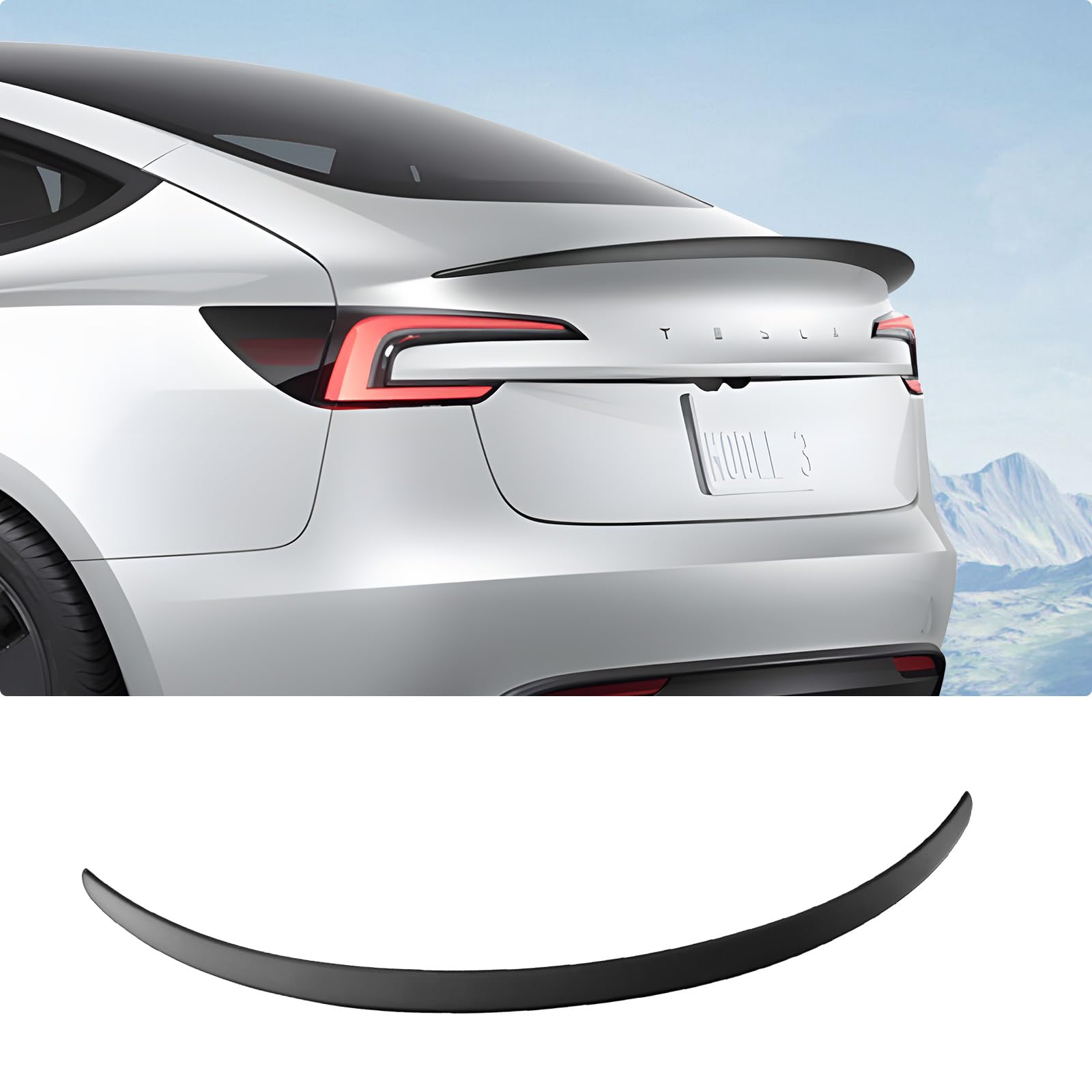 Photo 1 of ****MISSING ASSEMBLY ADHESIVE***** BASENOR 2025 2024 Tesla Model 3 Highland Spoiler OEM Rear Spoiler Wing Performance Rear Trunk Lip ABS Material Model 3 Accessories Gen 2, Matte Black